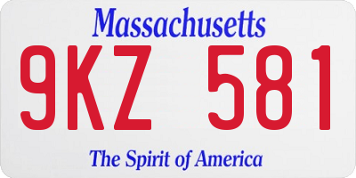 MA license plate 9KZ581