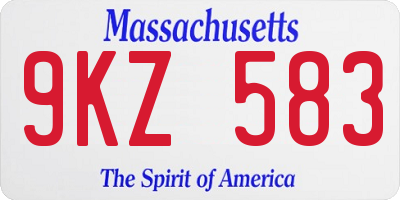 MA license plate 9KZ583