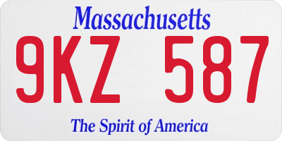 MA license plate 9KZ587