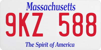 MA license plate 9KZ588