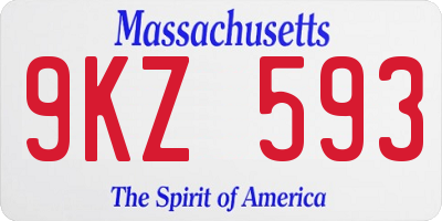 MA license plate 9KZ593