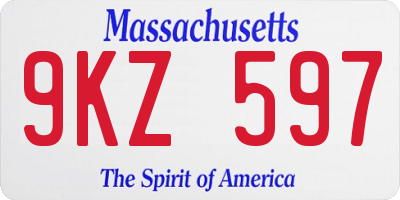 MA license plate 9KZ597