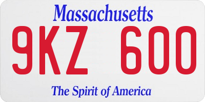 MA license plate 9KZ600