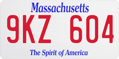 MA license plate 9KZ604