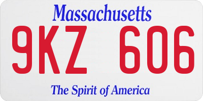 MA license plate 9KZ606