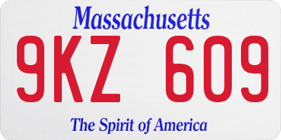MA license plate 9KZ609