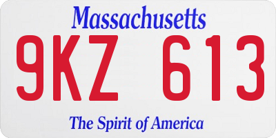 MA license plate 9KZ613
