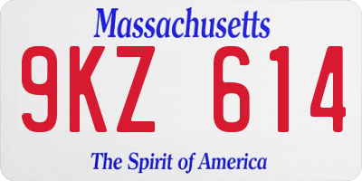 MA license plate 9KZ614