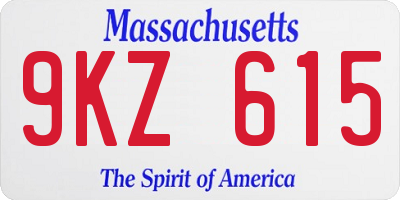 MA license plate 9KZ615