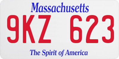 MA license plate 9KZ623