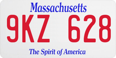 MA license plate 9KZ628