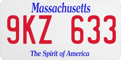 MA license plate 9KZ633