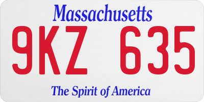 MA license plate 9KZ635