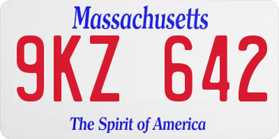 MA license plate 9KZ642