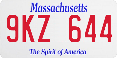 MA license plate 9KZ644