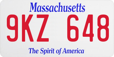 MA license plate 9KZ648