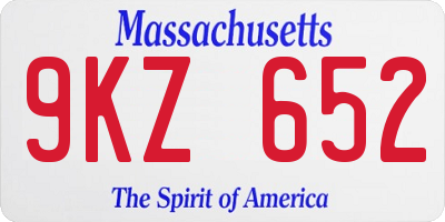MA license plate 9KZ652