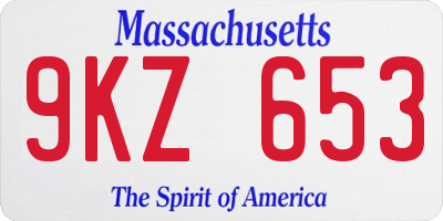 MA license plate 9KZ653
