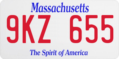 MA license plate 9KZ655