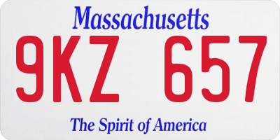 MA license plate 9KZ657