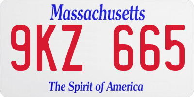 MA license plate 9KZ665