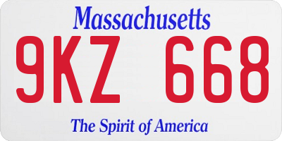 MA license plate 9KZ668