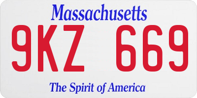 MA license plate 9KZ669