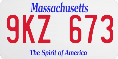 MA license plate 9KZ673