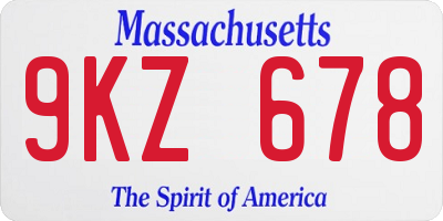 MA license plate 9KZ678