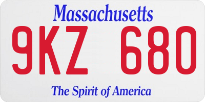 MA license plate 9KZ680