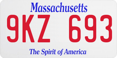 MA license plate 9KZ693