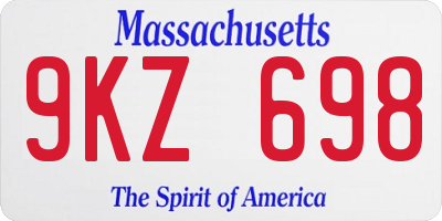 MA license plate 9KZ698