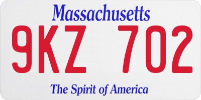 MA license plate 9KZ702