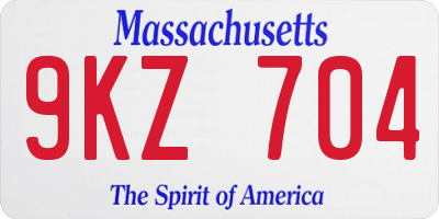MA license plate 9KZ704