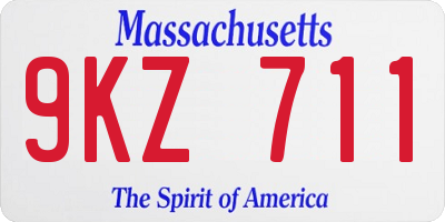 MA license plate 9KZ711
