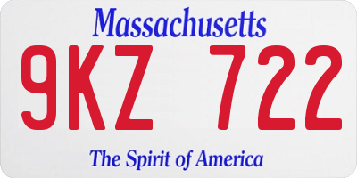 MA license plate 9KZ722