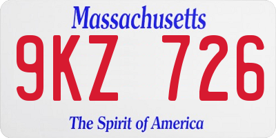 MA license plate 9KZ726