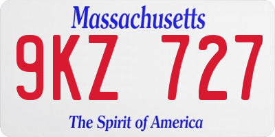 MA license plate 9KZ727