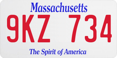 MA license plate 9KZ734