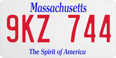 MA license plate 9KZ744