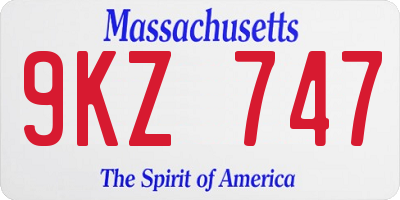 MA license plate 9KZ747