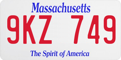 MA license plate 9KZ749