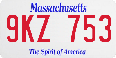 MA license plate 9KZ753