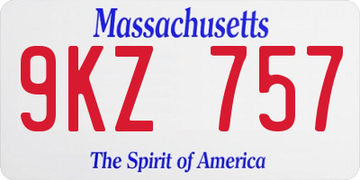 MA license plate 9KZ757