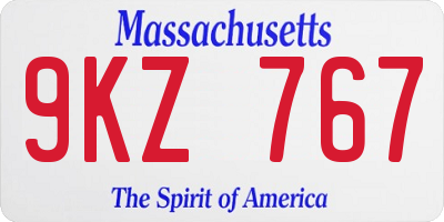 MA license plate 9KZ767