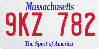 MA license plate 9KZ782