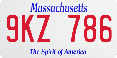 MA license plate 9KZ786