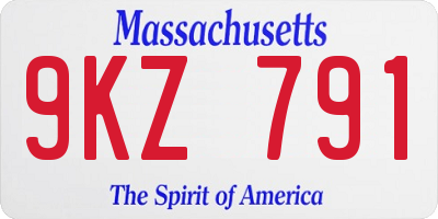 MA license plate 9KZ791