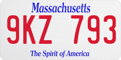 MA license plate 9KZ793
