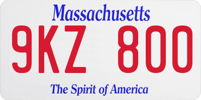 MA license plate 9KZ800